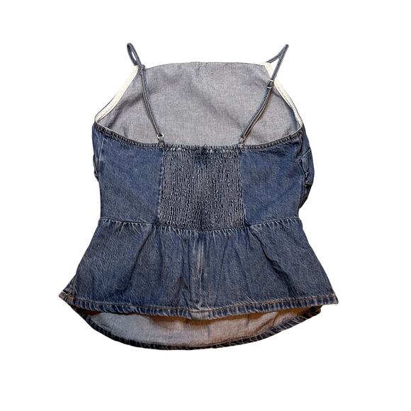Madewell Airy Denim Ruched Cami Tank Top Smocked Back Blue NWT Size 6 - Picture 6 of 9
